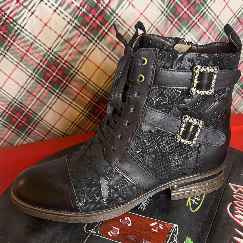 Black Lace-Up Ankle Boots